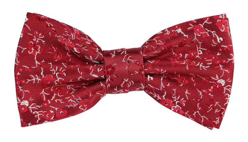 men floral bow tie in red with beige floral design