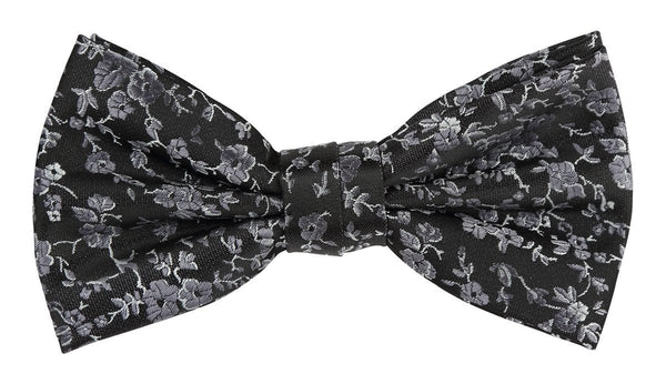 mens black and grey floral bow tie by james adelin