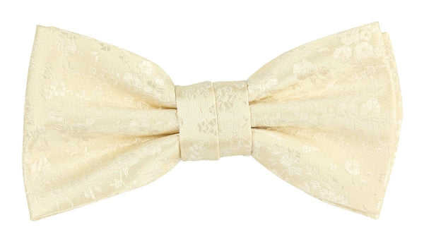 men ivory bow tie or cream bow tie with floral design