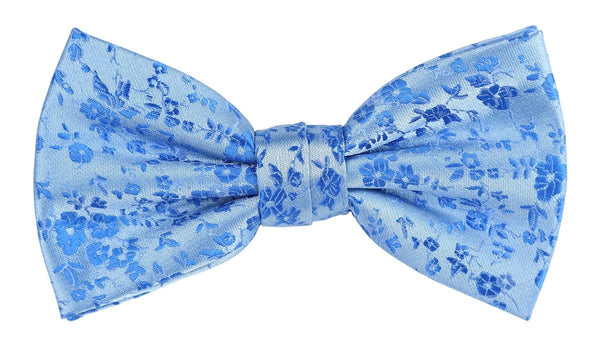 light blue floral bow tie for men