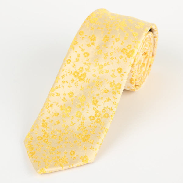 James Adelin Luxury Floral Neck Tie in Gold and Ivory