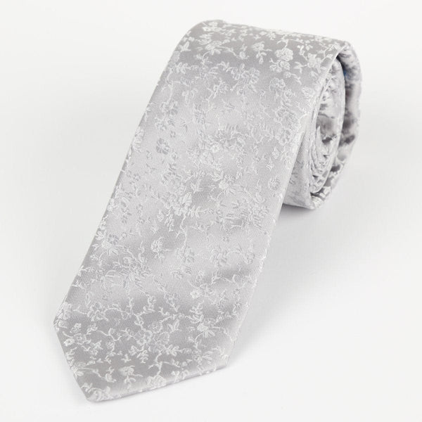 James Adelin Luxury Floral Neck Tie in Silver