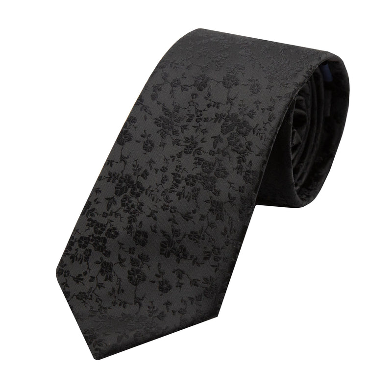 James Adelin Luxury Floral Neck Tie in Black