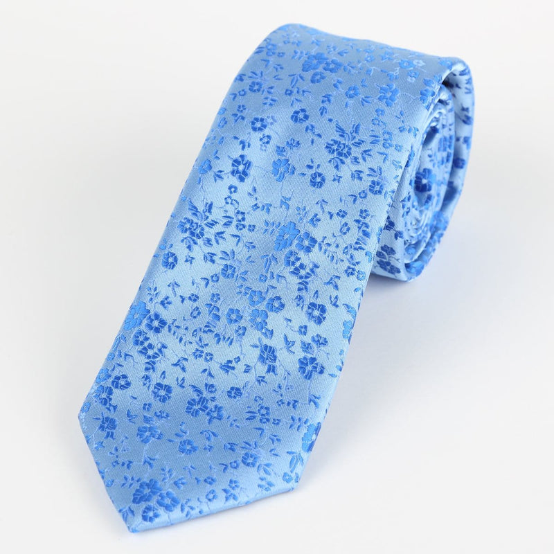 James Adelin Luxury Floral Neck Tie in Sky and Royal