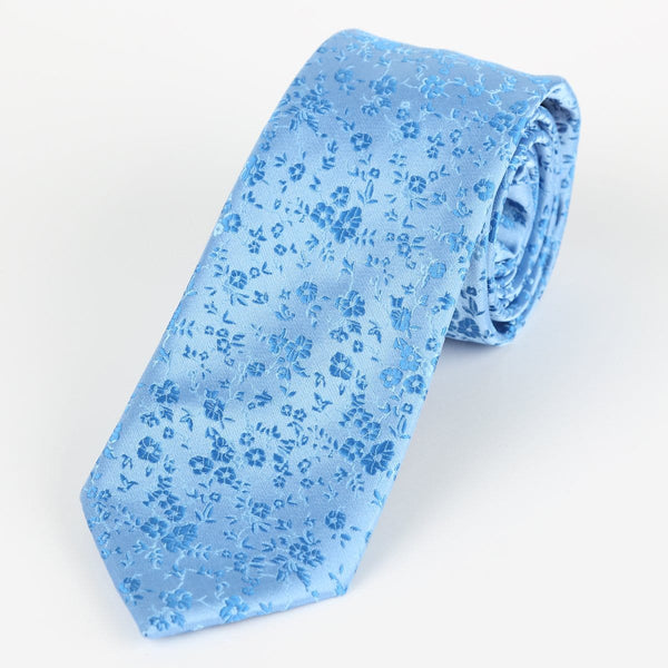 James Adelin Luxury Floral Neck Tie in Turquoise and Blue