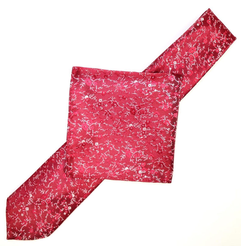 James Adelin Luxury Floral Pocket Square in Burgundy and Silver