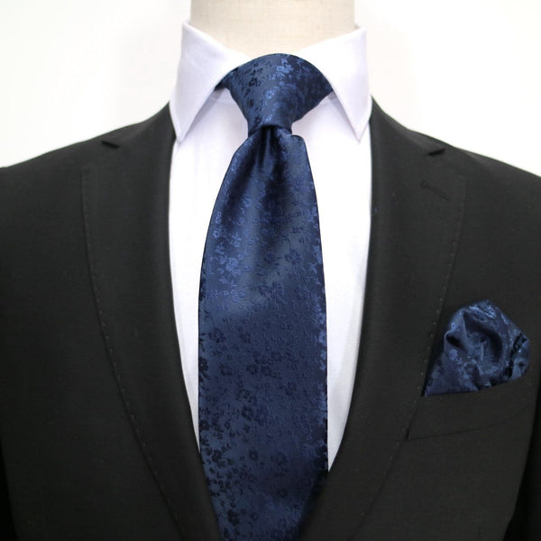 James Adelin Luxury Floral Neck Tie in Navy