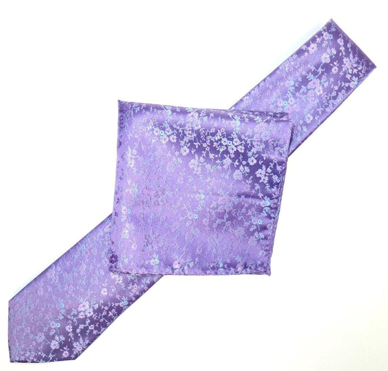 James Adelin Luxury Floral Pocket Square in Purple and Turquoise