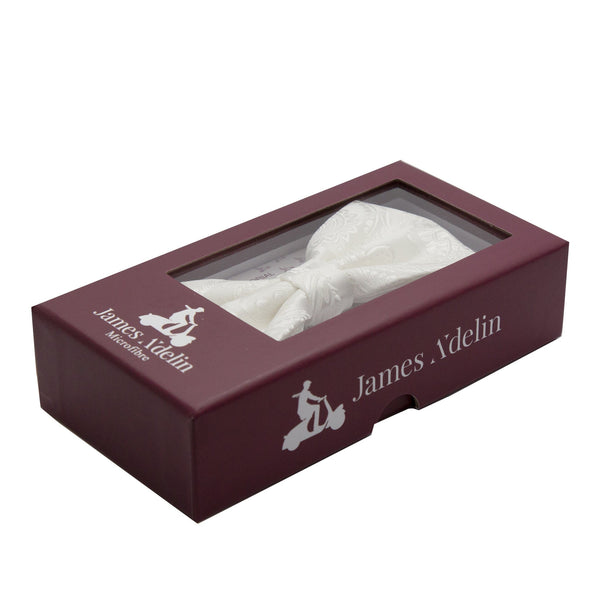 James Adelin Luxury Paisley Bow Tie in Off White