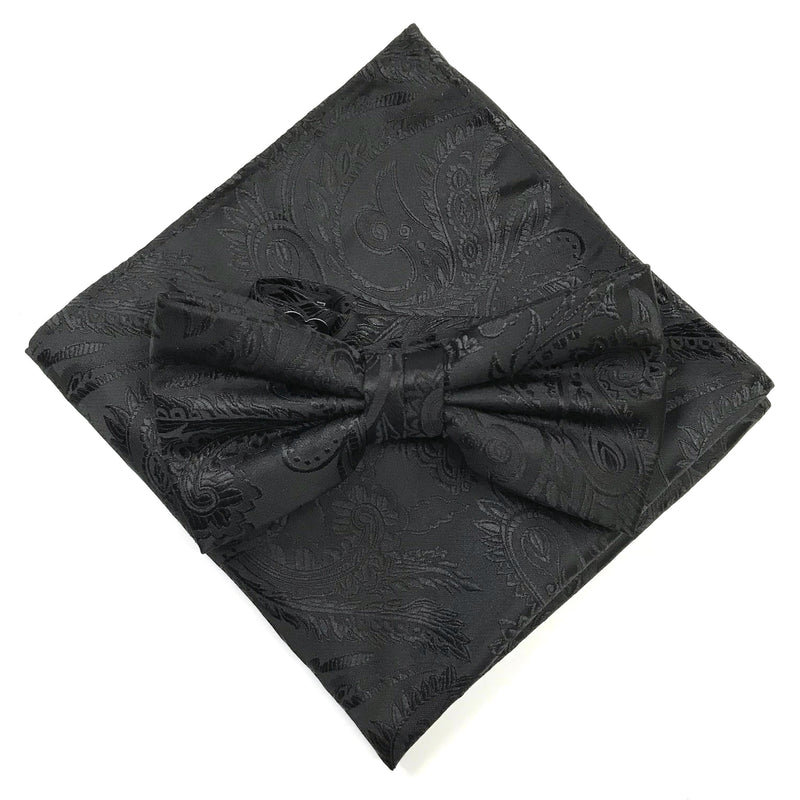 James Adelin Luxury Paisley Pocket Square in Black
