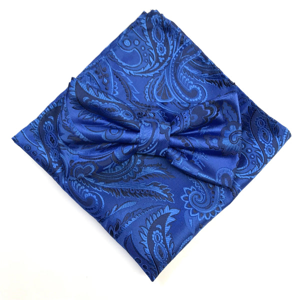 James Adelin Luxury Paisley Pocket Square in Royal, Blue and Navy
