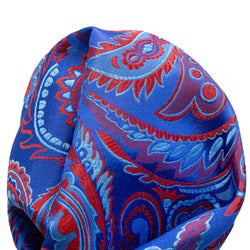 James Adelin Luxury Paisley Pocket Square in Royal, Blue and Red