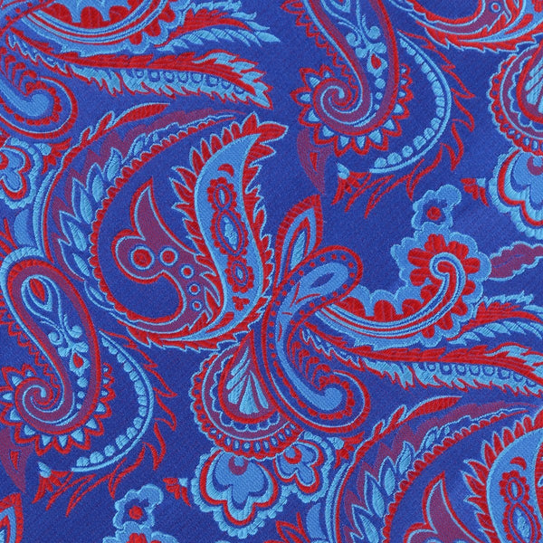 James Adelin Luxury Paisley Pocket Square in Royal, Blue and Red