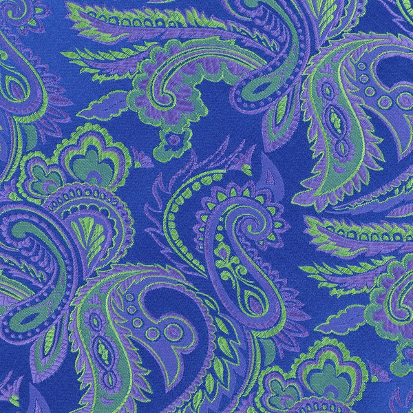 James Adelin Luxury Paisley Pocket Square in Royal, Purple and Lime