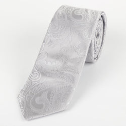 James Adelin Luxury Paisley Neck Tie in Silver