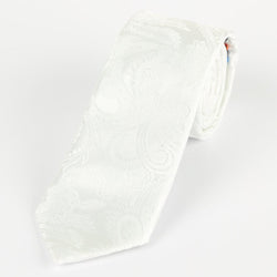James Adelin Luxury Paisley Neck Tie in White