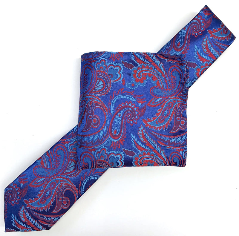 James Adelin Luxury Paisley Neck Tie in Royal, Blue and Red