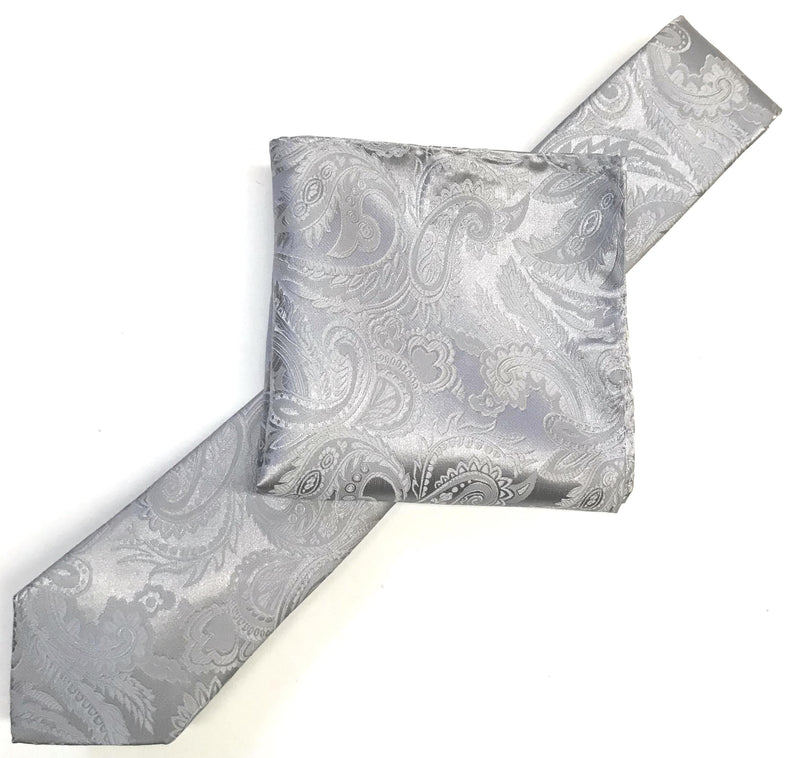 James Adelin Luxury Paisley Neck Tie in Silver