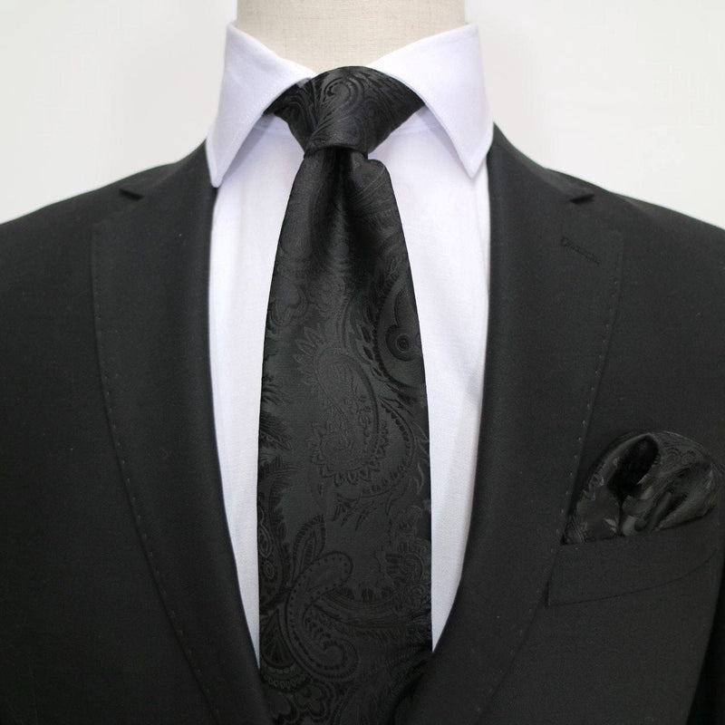 James Adelin Luxury Neck Tie in Black Paisley