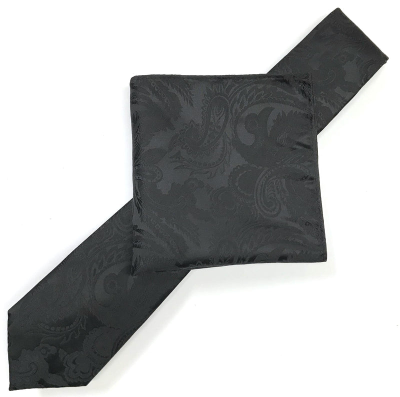 James Adelin Luxury Neck Tie in Black Paisley