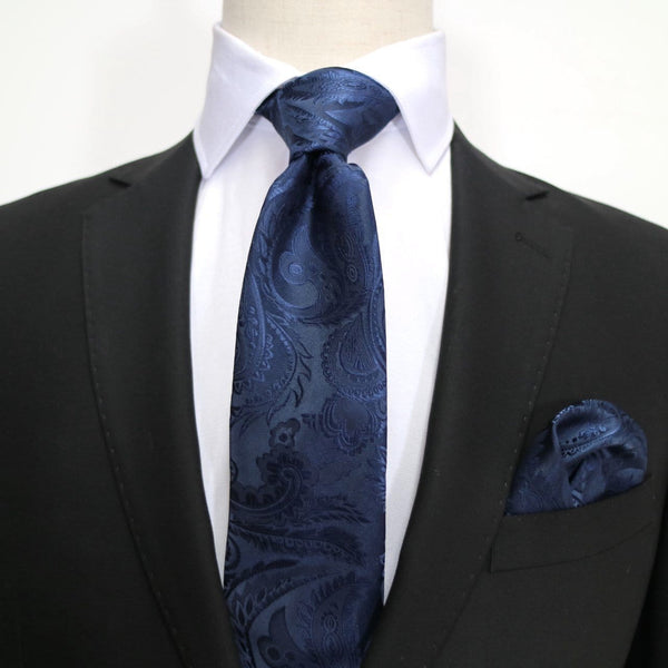 James Adelin Luxury Paisley Pocket Square in Navy