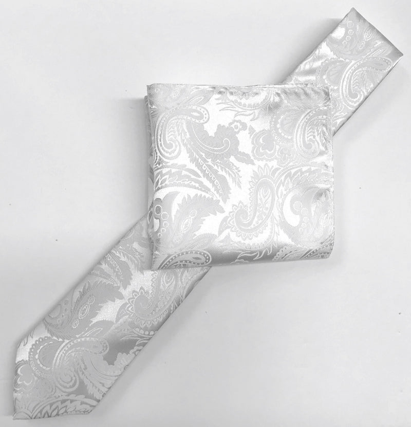 James Adelin Luxury Paisley Neck Tie in White