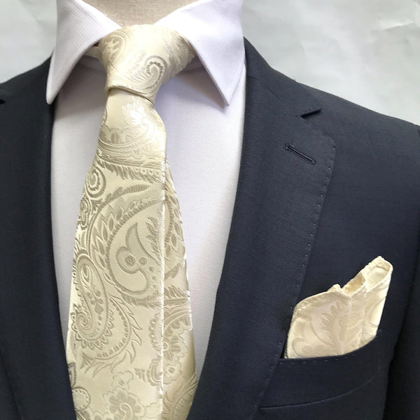 James Adelin Luxury Paisley Neck Tie in Ivory
