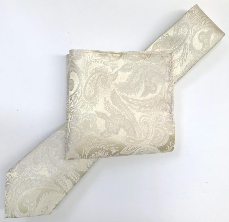 James Adelin Luxury Paisley Pocket Square in Ivory