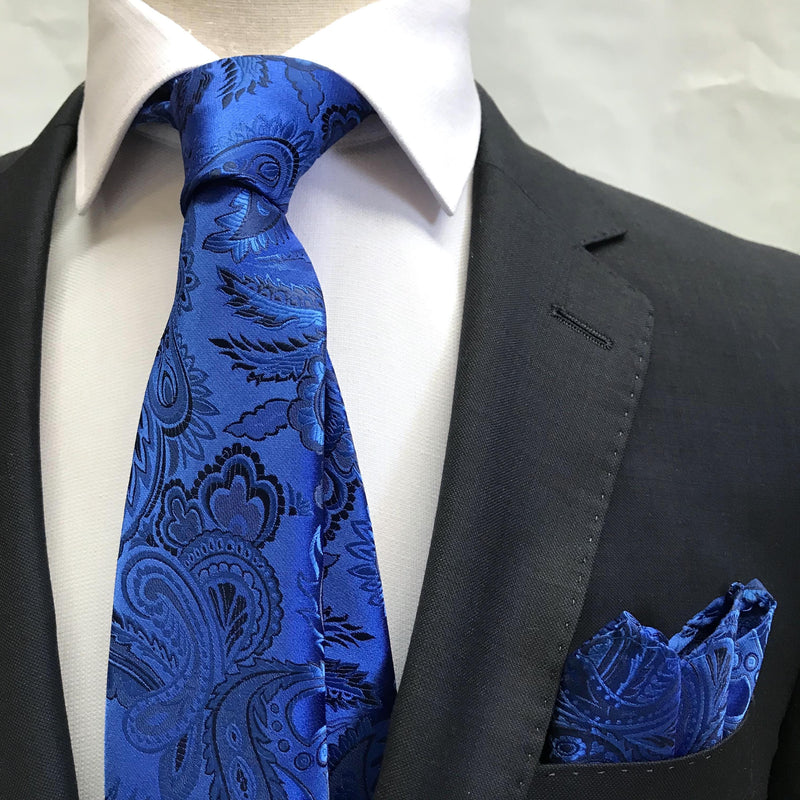 James Adelin Luxury Paisley Neck Tie in Royal, Blue and Navy