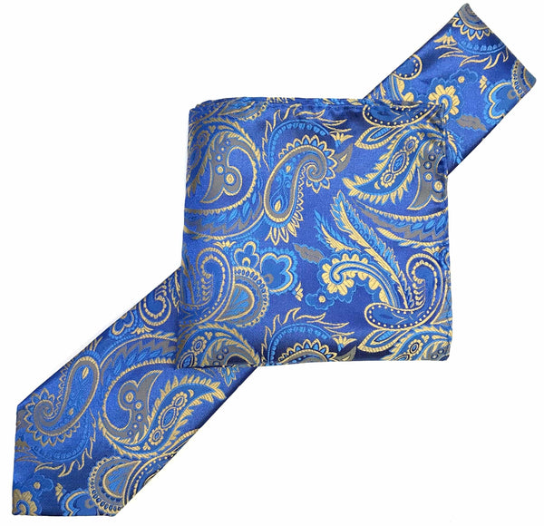 James Adelin Luxury Paisley Neck Tie in Royal, Blue and Gold