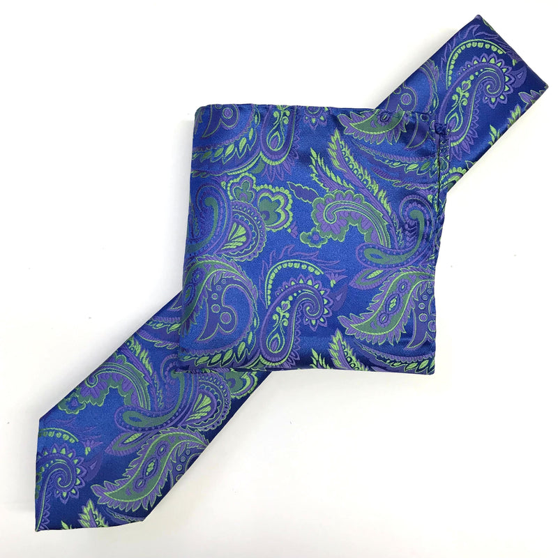 James Adelin Luxury Paisley Neck Tie in Royal, Purple and Lime