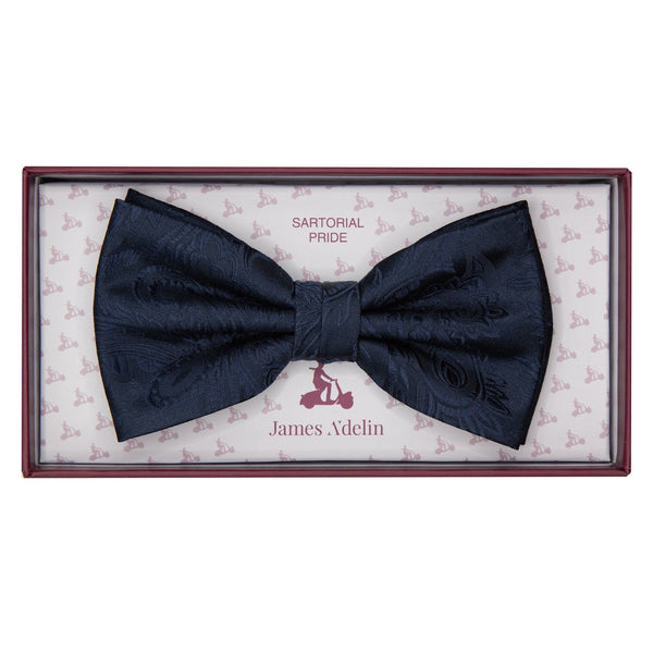 James Adelin Luxury Paisley Bow Tie in Navy