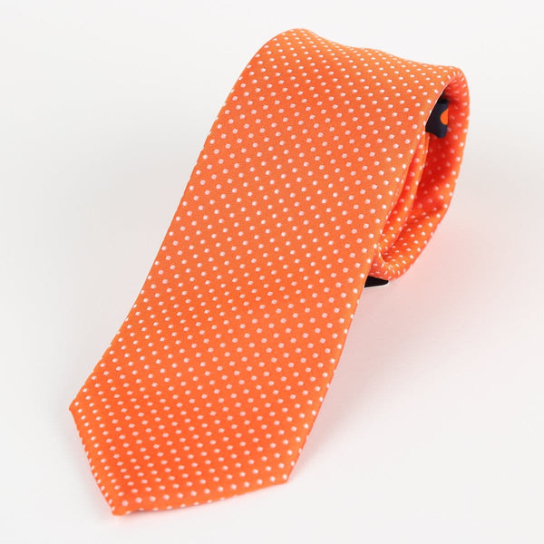 James Adelin Luxury Mini Spot Neck Tie in Orange and White