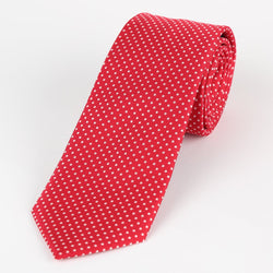 James Adelin Luxury Mini Spot Neck Tie in Red and White