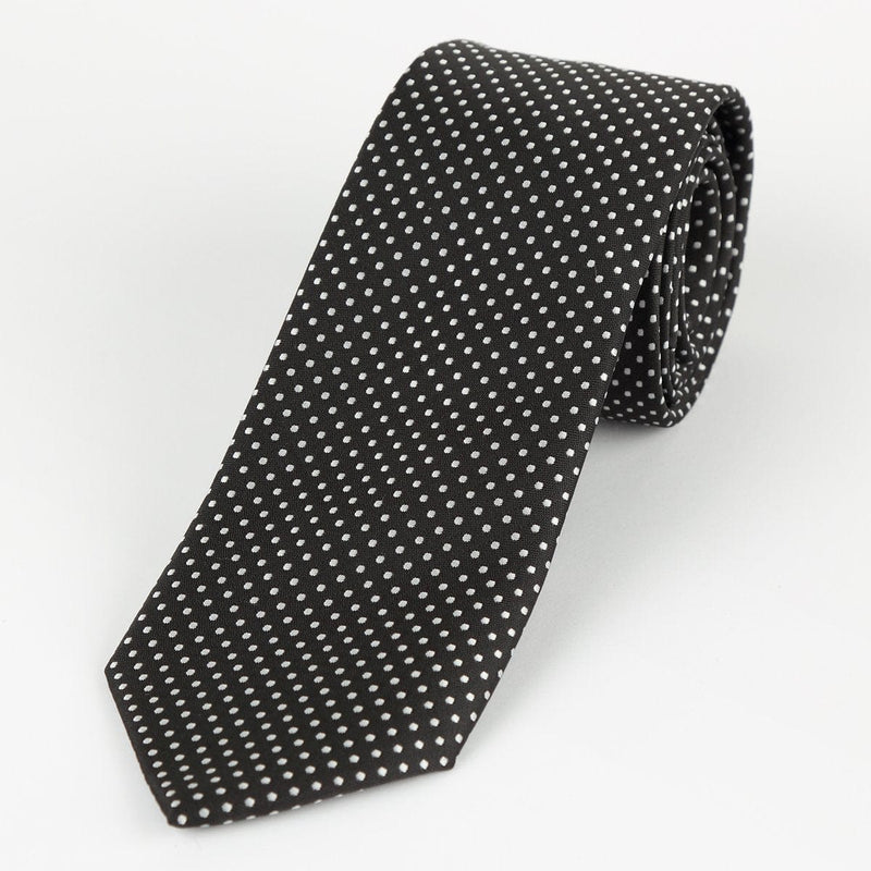 James Adelin Luxury Mini Spot Neck Tie in Black and White