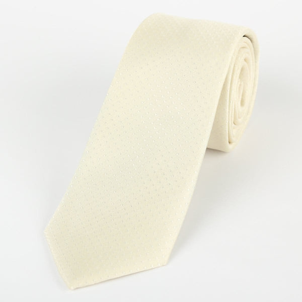 James Adelin Luxury Mini Spot Neck Tie in Ivory and White