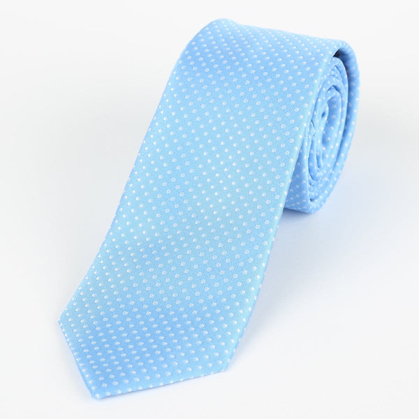 James Adelin Luxury Mini Spot Neck Tie in Sky and White