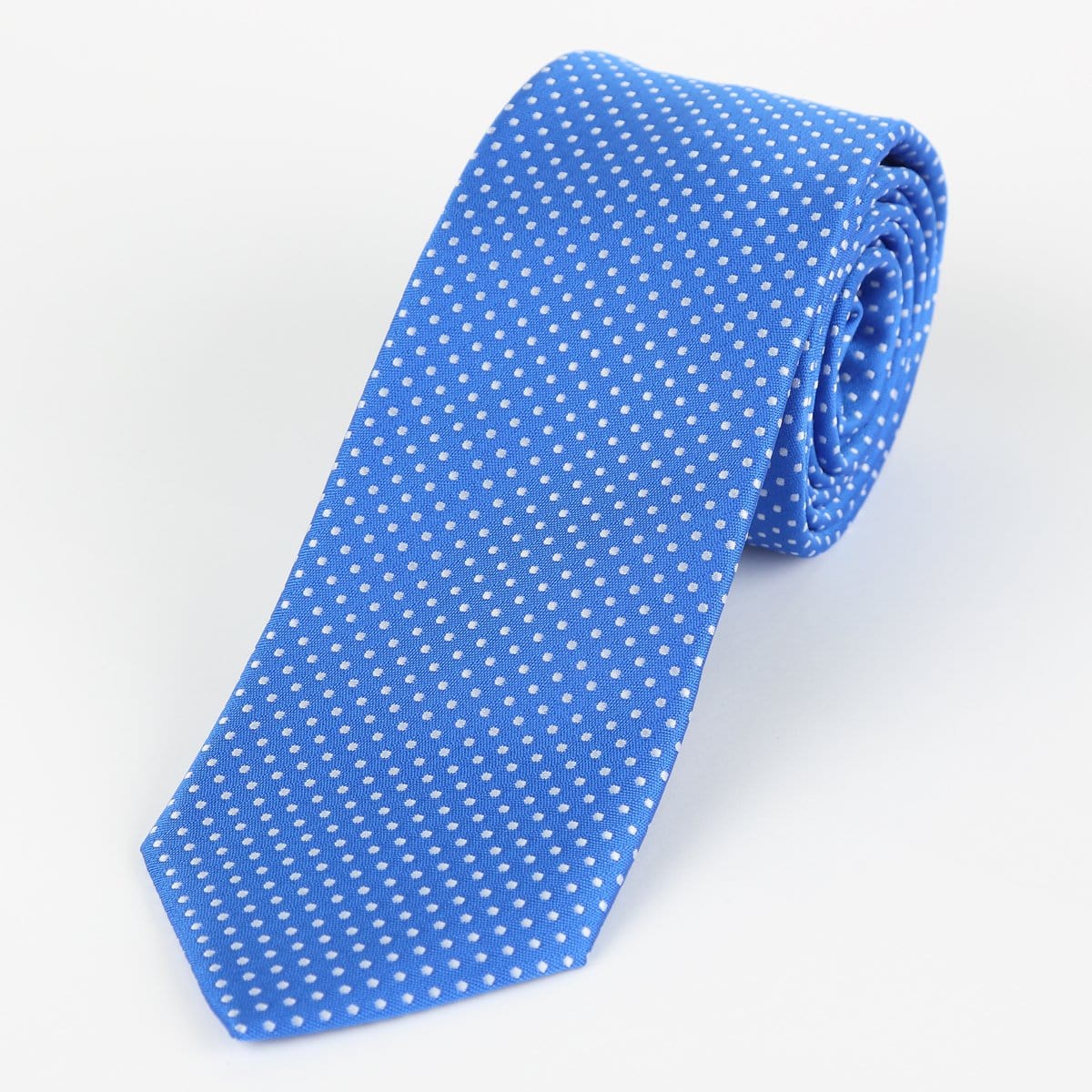James Adelin Luxury Mini Spot Neck Tie in Royal and White