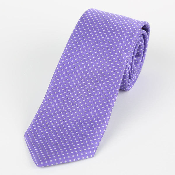 James Adelin Luxury Mini Spot Neck Tie in Purple and White