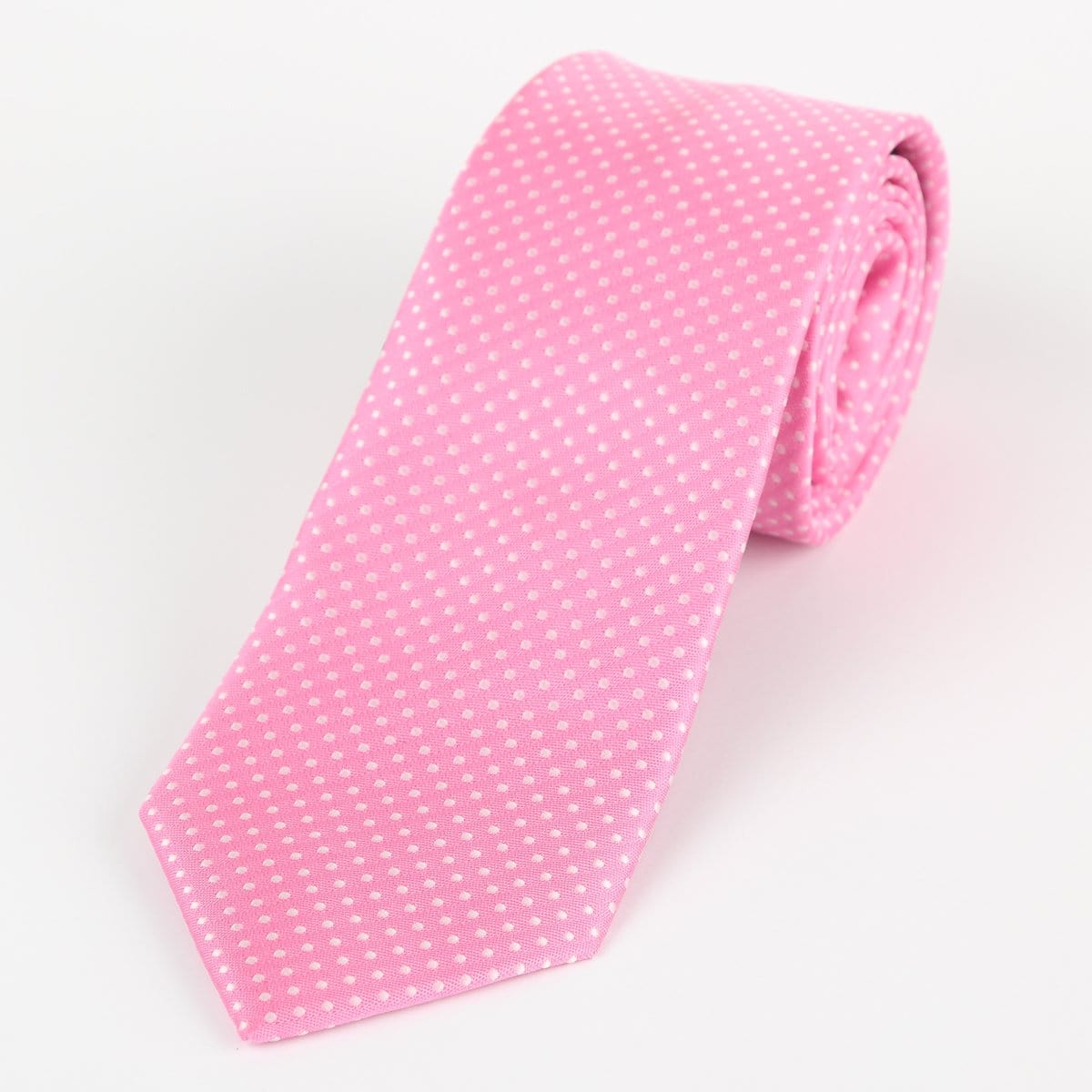 James Adelin Luxury Mini Spot Neck Tie in Pink and White