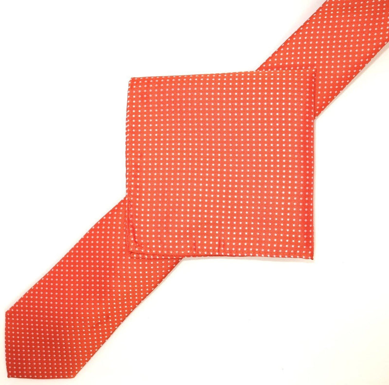 James Adelin Luxury Mini Spot Neck Tie in Orange and White