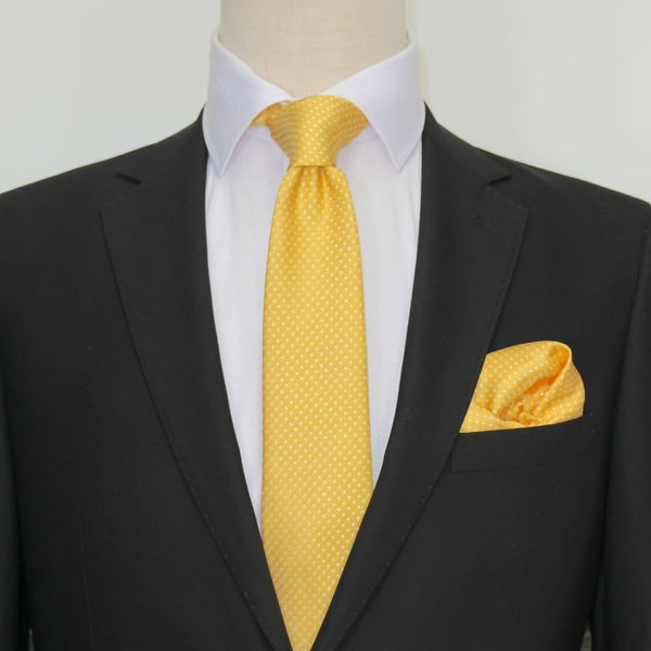 James Adelin Luxury Mini Spot Neck Tie in Gold and White
