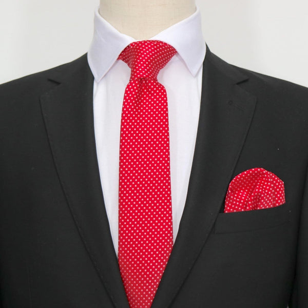James Adelin Luxury Mini Spot Neck Tie in Red and White