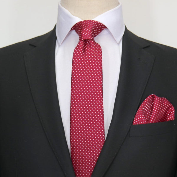 James Adelin Luxury Mini Spot Neck Tie in Burgundy and White