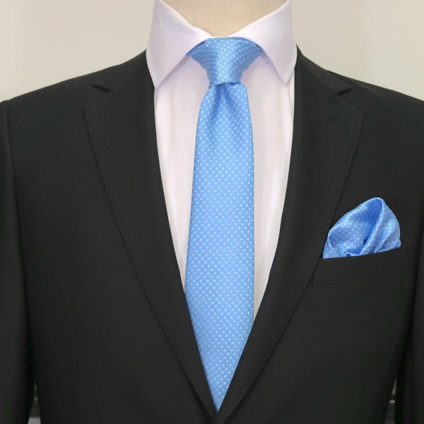 James Adelin Luxury Mini Spot Neck Tie in Sky and White
