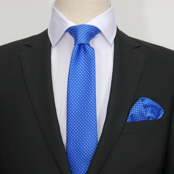 James Adelin Luxury Mini Spot Neck Tie in Royal and White