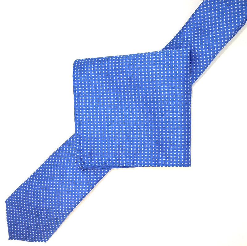 James Adelin Luxury Mini Spot Neck Tie in Royal and White