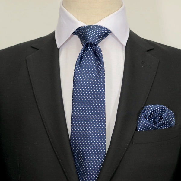 James Adelin Luxury Mini Spot Neck Tie in Navy and White