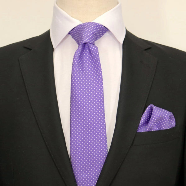 James Adelin Luxury Mini Spot Neck Tie in Purple and White