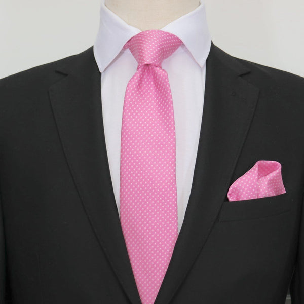 James Adelin Luxury Mini Spot Neck Tie in Pink and White